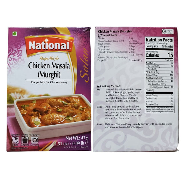 National Chicken Masala (Murghi) For Chicken Curry 50g (Pack of 2) - Spices | Desimart