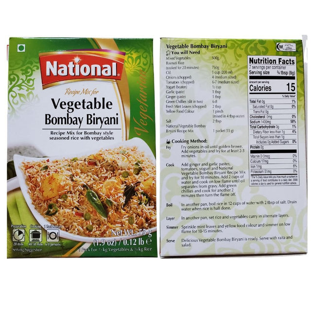 National Vegetable Bombay Biryani 55g (Pack of 2) - Spices | Desimart