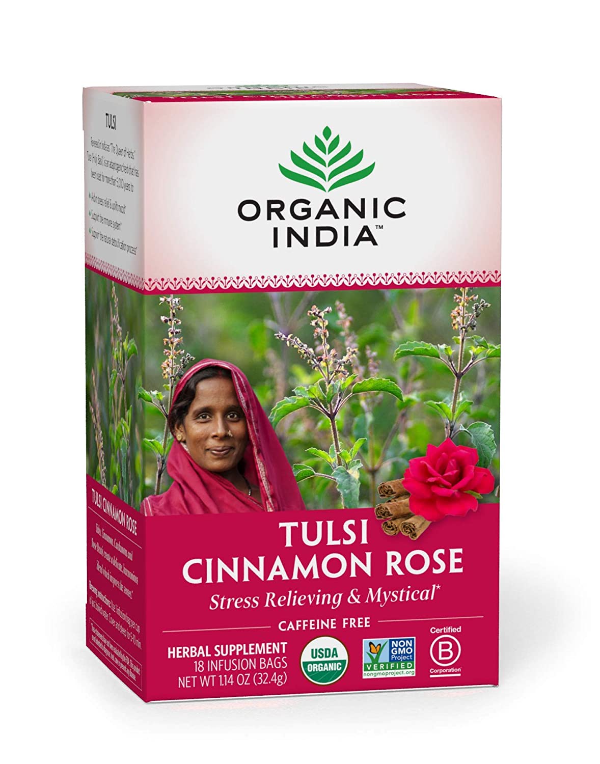 Organic India Tulsi Cinnamon Rose 18 Infusion Bags - Tea & Coffee | Desimart