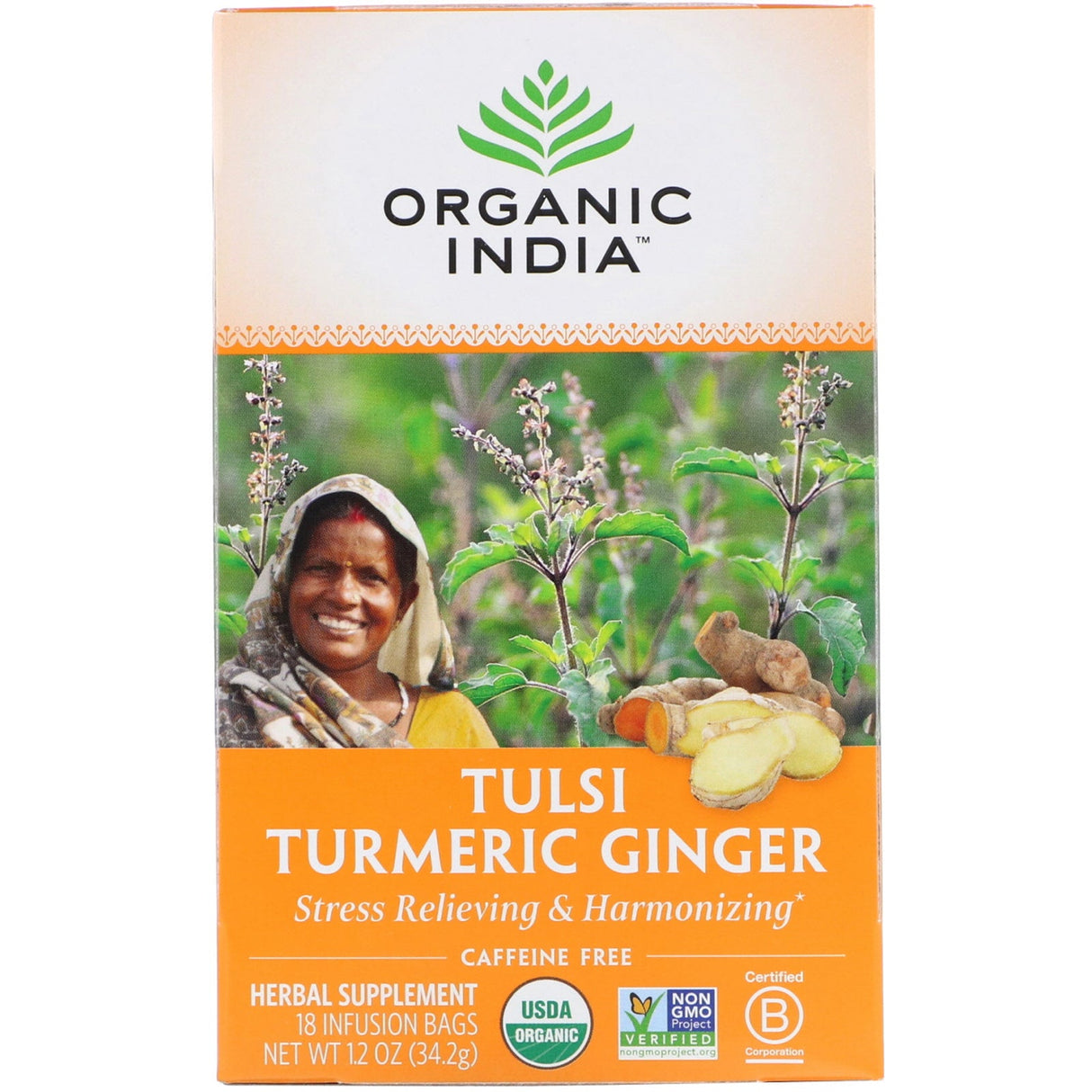 Organic India Tulsi Turmeric Ginger 18 Infusion Bags - Tea & Coffee | Desimart