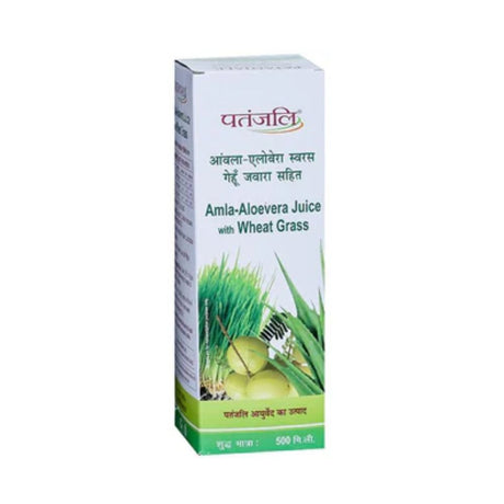 Patanjali Amla Aloevera With Wheatgrass Juice 500ml - Singh Cart