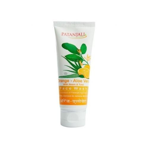Patanjali Orange-Aloe Vera Face Wash With Neem & Tulsi Removes Dirt & Oil 60gm (2.1 fl.oz) - Face Care | Desimart