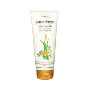 Patanjali Saundarya Face Wash With Aloe Vera Neem Tulsi Orange Peel 100g (3.5oz) - Face Care | Desimart