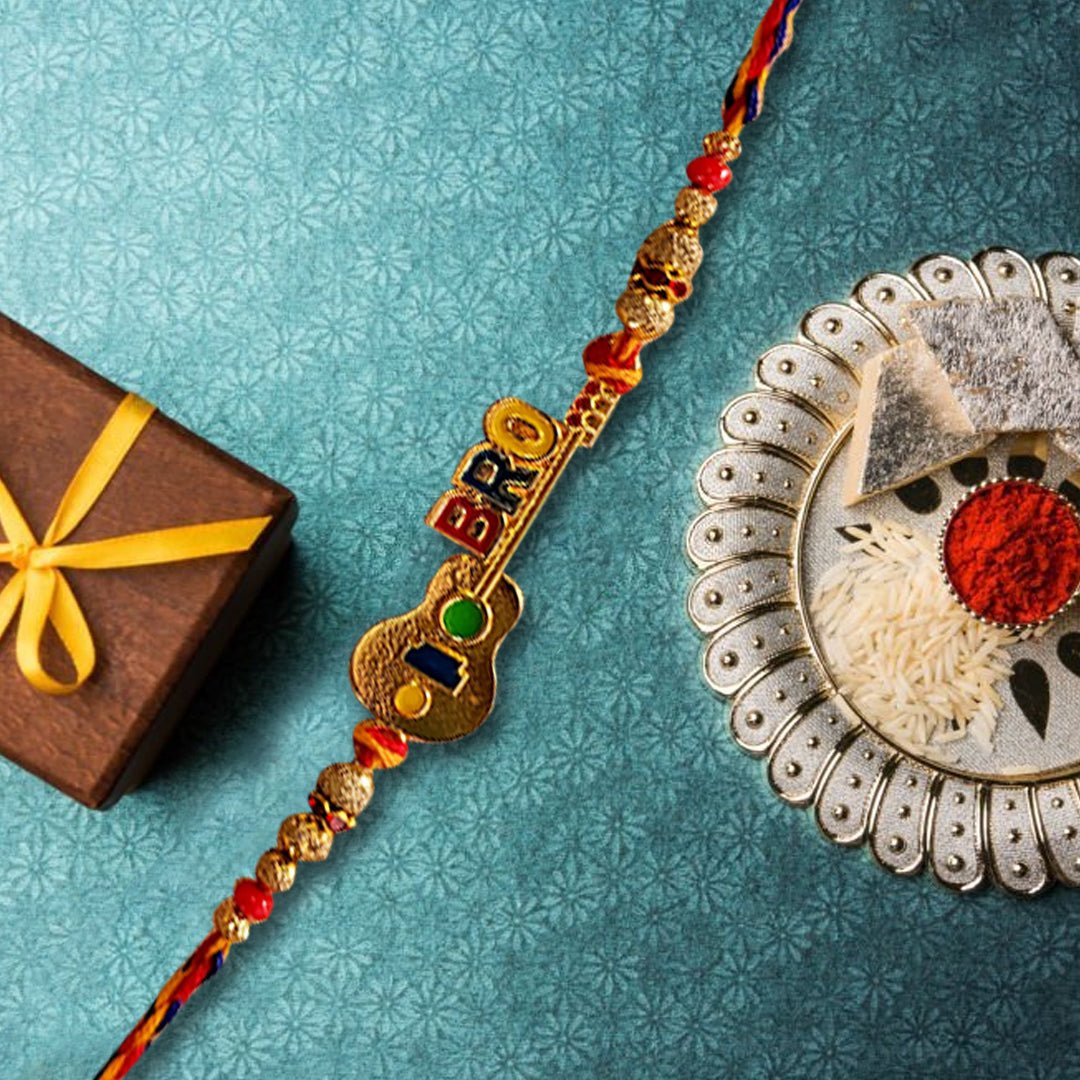 Rakhi For Bro Guitar Shaped With Thread - Rakhi | Desimart