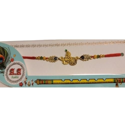 Rakhi Krishan Bhagwan Chain Golden Colour Beautiful Rakhis - Singh Cart