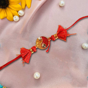 Red Rakhi With Pearls For The Occasion - Rakhi | Desimart