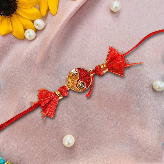 Red Rakhi With Pearls For The Occasion - Rakhi | Desimart
