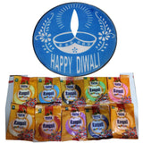 Resuable Happy Diwali Rangoli Stencils 12 Inch With 10 Pouches of Rangoli Colour - Home & Kitchen | Desimart