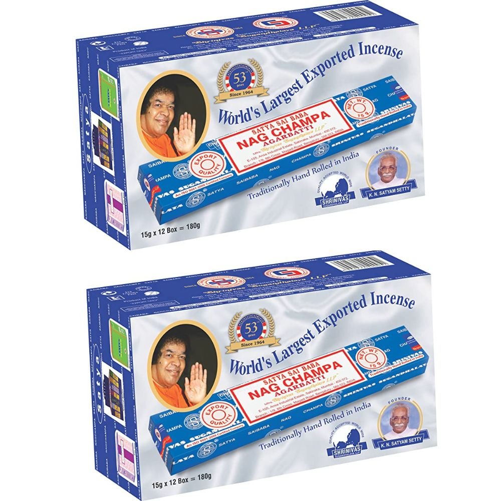 Satya Sai Baba Nag Champa Agarbatti Incense Sticks 15g (Pack of 2) - Singh Cart