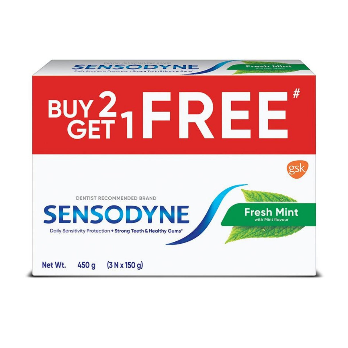 Sensodyne Fresh Mint Toothpaste For Sensitive Teeth 150g (Pack of 3) - Oral care | Desimart
