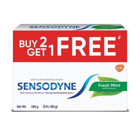 Sensodyne Fresh Mint Toothpaste For Sensitive Teeth 150g (Pack of 3) - Oral care | Desimart