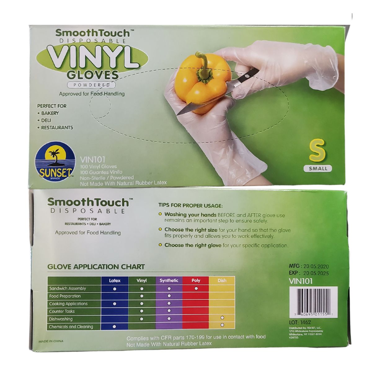 Sunset SmoothTouch Disposable Vinyl Gloves Powdered Small 100 pcs - Gloves | Desimart