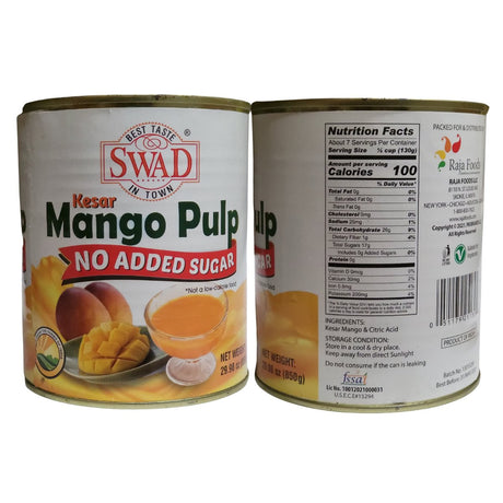 Swad Kesar Mango Pulp No Added Sugar 850g - Juices | Desimart
