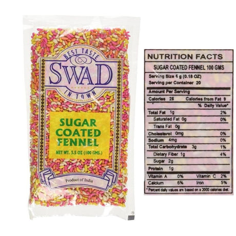 Swad Sugar Coated Fennel Mouth Freshner 100g (3.5oz) - Mouth freshner | Desimart