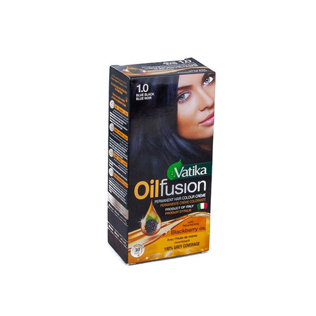 Dabur Vatika Oilfusion Permanent Hair Colour Creme (1.0) Blue Black 100ml - Hair Care | Desimart