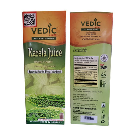 Vedic Karela Juice Bitter Gourd Supports Healthy Blood Sugar 1000ml - Beverages | Desimart
