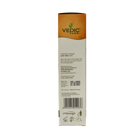 Vedic Organic Aloe Vera Gel Non Sticky Formula 100ml (3.5 oz) - Singh Cart