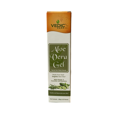 Vedic Organic Aloe Vera Gel Non Sticky Formula 100ml (3.5 oz) - Creams & Moisturizers | Desimart
