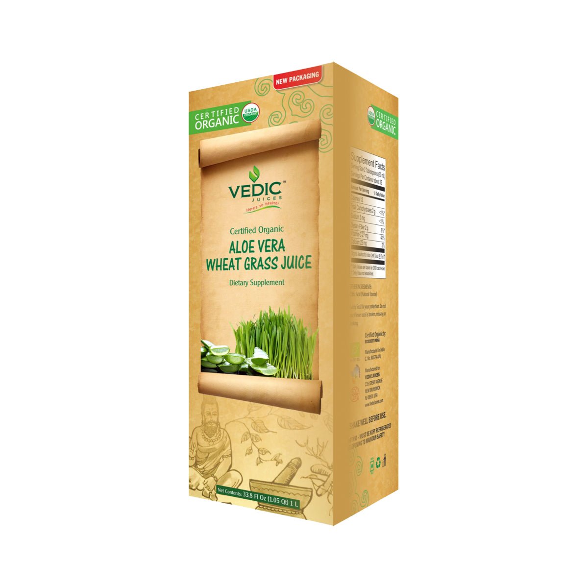 Vedic Organic wheatgrass Aloe Vera Juice 500ml - Beverages | Desimart