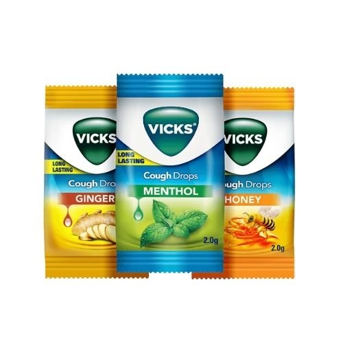 Vicks CoughDrops Candy Throat Irritation Relief Menthol Honey Ginger 50 Candies - Singh Cart