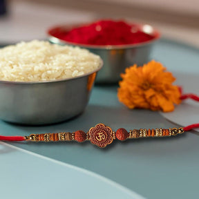 Wooden Finish Oom Rakhi With Blessings For Brother - Rakhi | Desimart