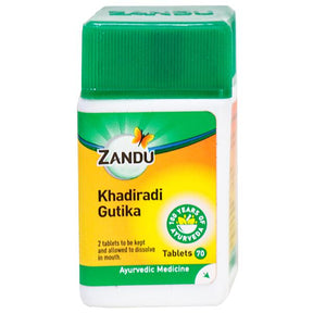Zandu Khadiradi Gutika Ayurvedic Useful in Cough 70 Tablets - Health Plus | Desimart